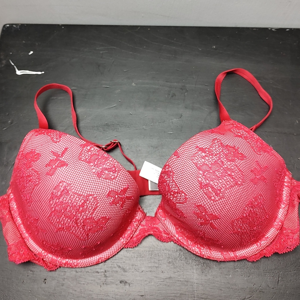 Victoria's Secret Biofit Demi uplift red lace padded Size 34C